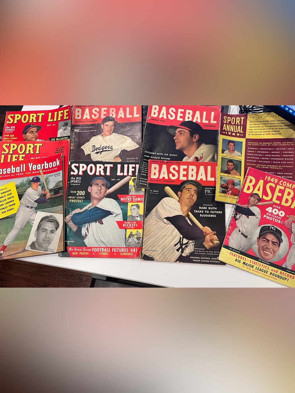 1947-1950! Joe DiMaggio, Ted Williams, and more! 9 baseball magazines!